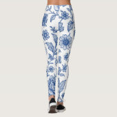 Royal Blue Rose Blumenmuster Leggings (Rückseite)