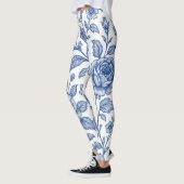 Royal Blue Rose Blumenmuster Leggings (Links)