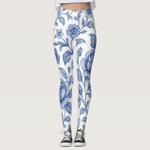 Royal Blue Rose Blumenmuster Leggings