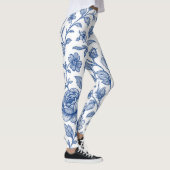 Royal Blue Rose Blumenmuster Leggings (Rechts)