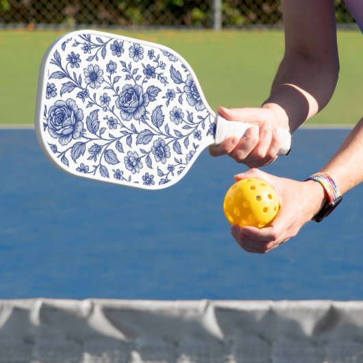 Royal Blue Rose Blumenmuster Pickleball Schläger (InSitu)