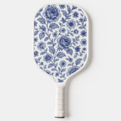 Royal Blue Rose Blumenmuster Pickleball Schläger (Rückseite)