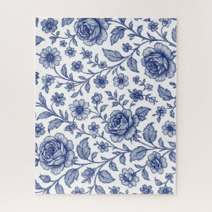Royal Blue Rose Blumenmuster Puzzle
