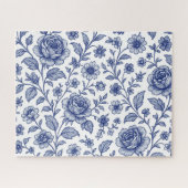 Royal Blue Rose Blumenmuster Puzzle (Horizontal)