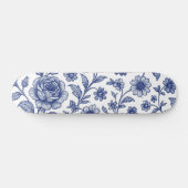 Royal Blue Rose Blumenmuster Skateboard (Horizontal)