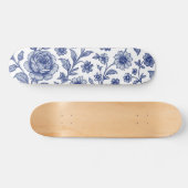 Royal Blue Rose Blumenmuster Skateboard (Horizontal)