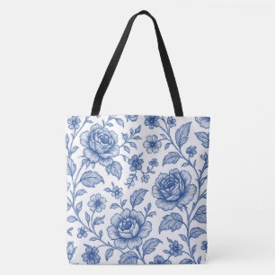 Royal Blue Rose Blumenmuster Tasche