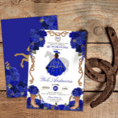 Royal Blue Rose Boots Charra Vestidos Quinceañera Einladung