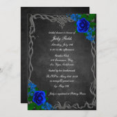 Royal Blue Rose Chalk Board Fall Brautparty Einladung (Vorne/Hinten)