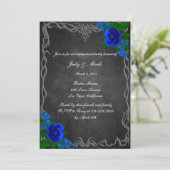 Royal Blue Rose Chalk Board Fall Engagement Party Einladung (Stehend Vorderseite)