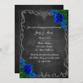 Royal Blue Rose Chalk Board Fall Engagement Party Einladung (Vorne/Hinten)