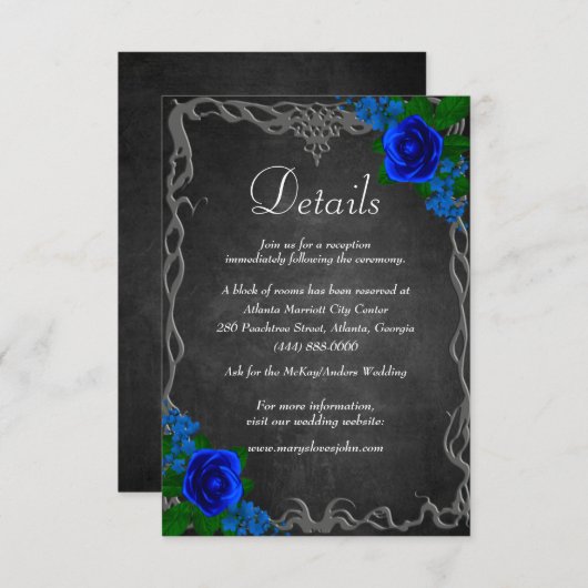Royal Blue Rose Chalk Board Hochzeit im Herbst Det (Vorne/Hinten)