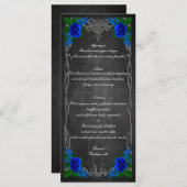 Royal Blue Rose Chalk Board Hochzeit im Herbst Kar Menükarte (Vorne/Hinten)