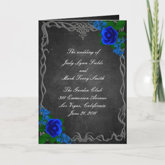 Royal Blue Rose Chalk Board Hochzeit im Herbst Pro Dankeskarte (Vorderseite)
