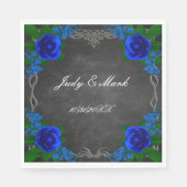 Royal Blue Rose Chalk Board Hochzeit im Herbst Serviette (Vorderseite)