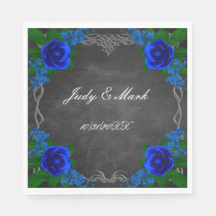 Royal Blue Rose Chalk Board Hochzeit im Herbst Serviette