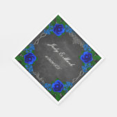 Royal Blue Rose Chalk Board Hochzeit im Herbst Serviette (Ecke)