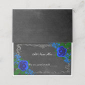Royal Blue Rose Chalk Board Hochzeit im Herbst Tab Platzkarte (Außenseite Aufgefaltet)