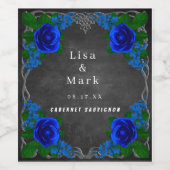 Royal Blue Rose Chalk Board Hochzeit im Herbst Weinetikett (Einzelnes Label)