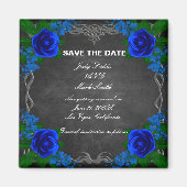 Royal Blue Rose Chalk Board Hochzeit speichern das Magnet (Vorne)