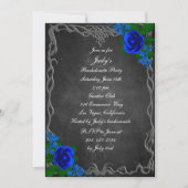 Royal Blue Rose Chalk Board Junggeselinnen-Abschie Einladung (Vorderseite)