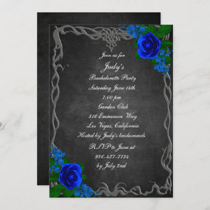 Royal Blue Rose Chalk Board Junggeselinnen-Abschie Einladung