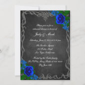 Royal Blue Rose Chalk Board Probe Abendessen Einladung (Vorderseite)