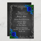 Royal Blue Rose Chalk Board Probe Abendessen Einladung (Vorne/Hinten)
