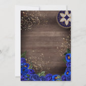 Royal Blue Rose Charro Country Gown Quinceanera Einladung (Rückseite)