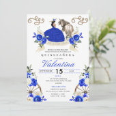 Royal Blue Rose Cowgirl Western Quinceañera Einladung (Stehend Vorderseite)
