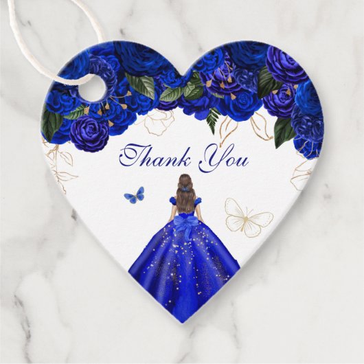 Royal Blue Rose Elegante Butterfly Blue Gown Geschenkanhänger (Vorderseite)