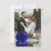Royal Blue Rose Elegante Wedding Foto Overlay Dankeskarte (Vorderseite)