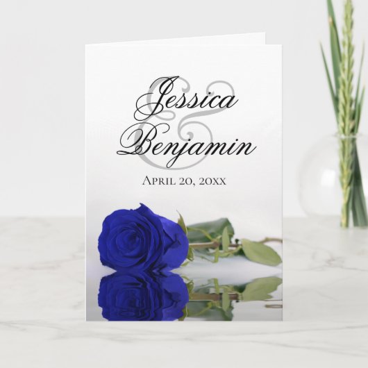 Royal Blue Rose Elegantes Romantisches Foto Hochze Einladung (Vorderseite)