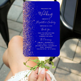 Royal Blue Rose Gold Glitzer Edge Wedding Program Fächer