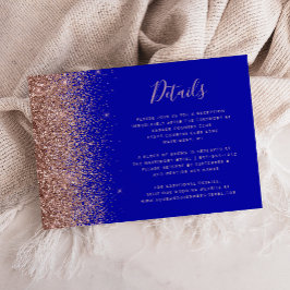 Royal Blue Rose Gold Glitzer Hochzeiten Details Begleitkarte