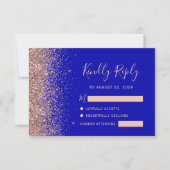 Royal Blue Rose Gold Imitats Glitzer Edge RSVP Car (Vorderseite)