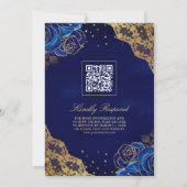 Royal Blue Rose Gold Lace QR Code Muslime Hochzeit Einladung (Rückseite)