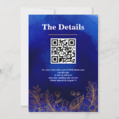Royal Blue Rose Gold Lace QR Code Muslime Hochzeit Einladung (Rückseite)