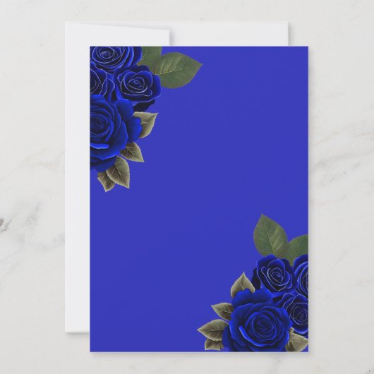 Royal Blue Rose Gold Quinceañera Einladung (Rückseite)