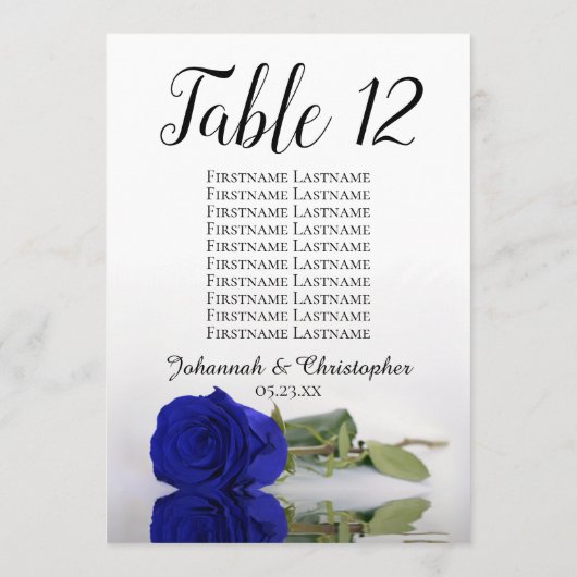 Royal Blue Rose Hochzeitstisch Hochzeitskarte Groß (Rückseite)