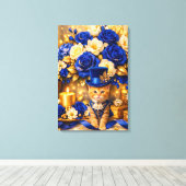 Royal Blue Rose Kitten Leinwand (Insitu (Holzboden))