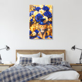 Royal Blue Rose Kitten Leinwand (Insitu (Schlafzimmer))
