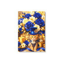 Royal Blue Rose Kitten Leinwand