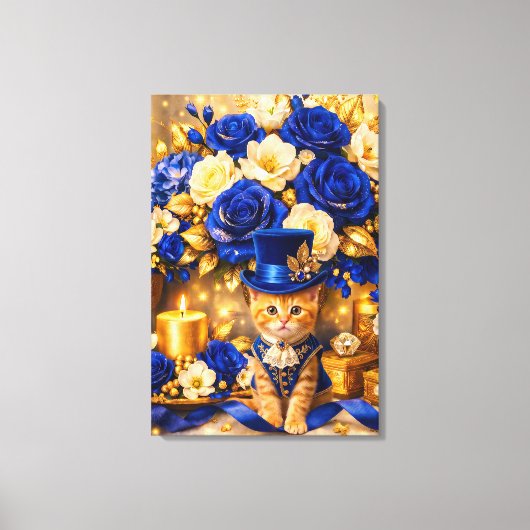 Royal Blue Rose Kitten Leinwand (Vorderseite)