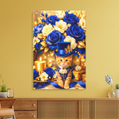 Royal Blue Rose Kitten Leinwand (Insitu (Wohnzimmer))
