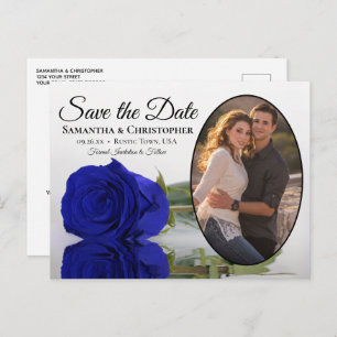 Royal Blue Rose Oval Foto Hochzeit speichern das D Ankündigungspostkarte