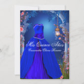 Royal Blue Rose Quinceanera Einladung (Vorderseite)