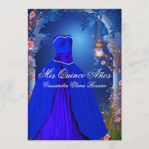 Royal Blue Rose Quinceanera Einladung