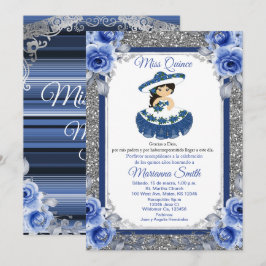 Royal Blue Rose Quinceñera Einladung