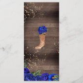 Royal Blue Rose Rustikaler Western Charra Party Menükarte (Rückseite)